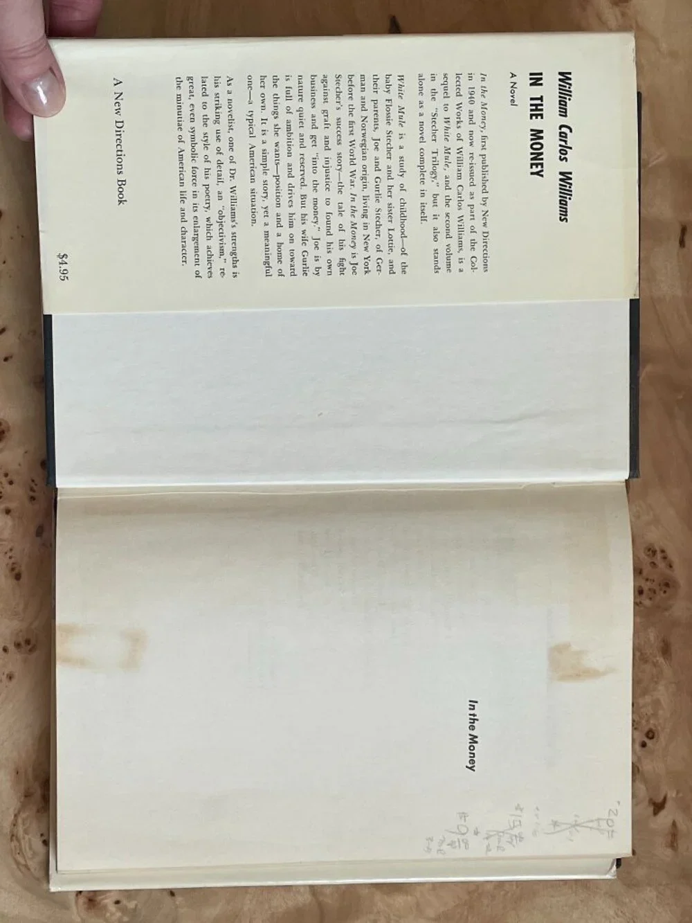 In The Money A Novel by: William Carlos Williams- to White Mule Part II  1967
